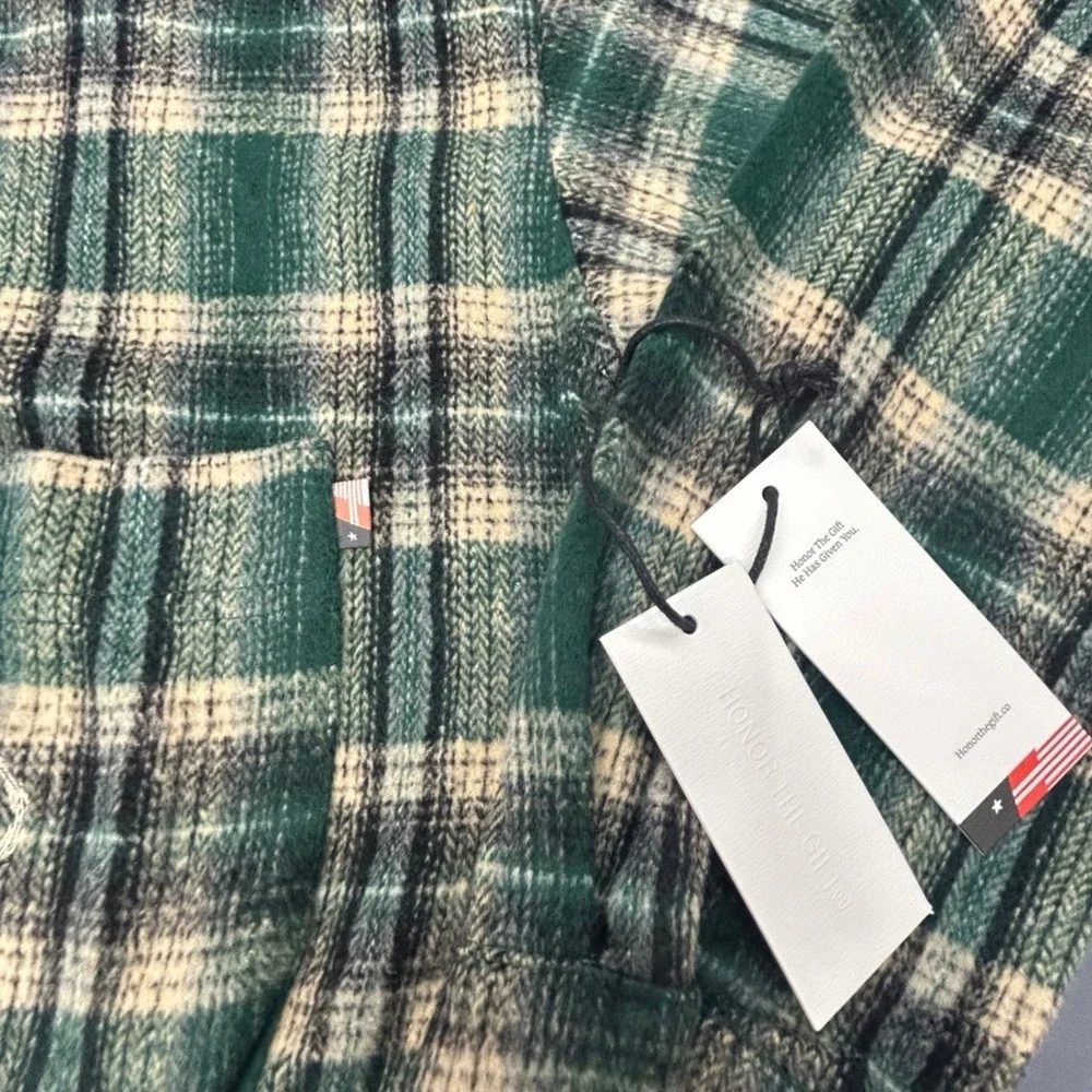 Honor The Gift Flannel Shirt Jacket Womens‎ XL Green Plaid Streetwear NEW